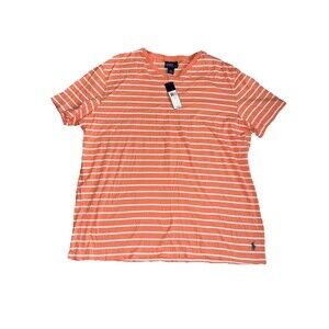 Polo Ralph Lauren Men’s V Neck T Shirt XL Peach White Striped Single Stitch NWT